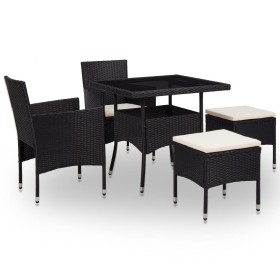 Garden furniture 5 pieces synthetic rattan and black glass by vidaXL, Garden sets - Ref: Foro24-46175, Price: 223,99 €, Disco...