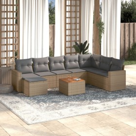 Set mit 9 Gartensofas mit beigen Kissen aus synthetischem Rattan von , Modulare Sofas für den Außenbereich - Ref: Foro24-3224...