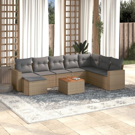 Set de sofás de jardín 9 pzas con cojines ratán sintético beige de , Sofás modulares de exterior - Ref: Foro24-3224260, Preci...