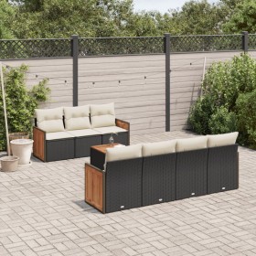 Set aus 8-teiligen Gartensofas und Kissen Kunstrattan schwarz von , Gartensets - Ref: Foro24-3259886, Preis: 538,38 €, Rabatt: %