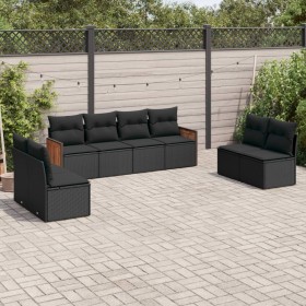 Set aus 8-teiligen Gartensofas und Kissen Kunstrattan schwarz von , Gartensets - Ref: Foro24-3259969, Preis: 489,70 €, Rabatt: %