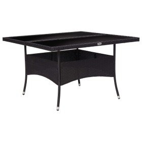 Mesa de comedor de jardín ratán sintético y vidrio negro de vidaXL, Mesas de jardín - Ref: Foro24-46189, Precio: 168,99 €, De...