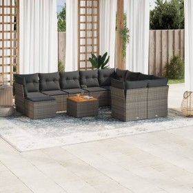 Garden sofa set 11 pieces and gray synthetic rattan cushions by , Garden sets - Ref: Foro24-3223974, Price: 662,00 €, Discoun...