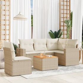 Gartensofa-Set mit Kissen, 6-teilig, beiges synthetisches Rattan von , Gartensets - Ref: Foro24-3224126, Preis: 515,29 €, Rab...