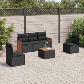 Set aus 6-teiligen Gartensofas und Kissen Kunstrattan schwarz von , Gartensets - Ref: Foro24-3259934, Preis: 368,86 €, Rabatt: %