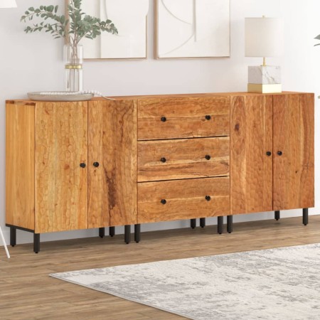 Set of 3 solid acacia wood auxiliary cabinets measuring 60x33x75 cm each. by , Sideboards - Ref: Foro24-3206286, Price: 447,9...