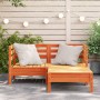 Garden sofa 2-seater with pine wood footrest in brown wax. by , Modular outdoor sofas - Ref: Foro24-838023, Price: 154,90 €, ...