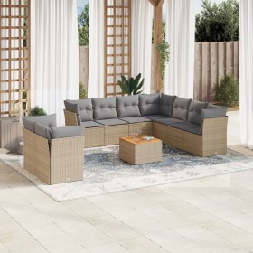 Garden sofa set with beige mixed cushions 11 pieces PE rattan by , Garden sets - Ref: Foro24-3256045, Price: 731,90 €, Discou...