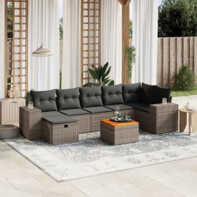 Garden sofa set 8 pieces and gray synthetic rattan cushions by , Garden sets - Ref: Foro24-3265183, Price: 534,90 €, Discount: %