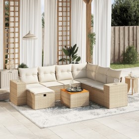 Garden sofa set with beige cushions, 8 pieces, PE rattan. by , Garden sets - Ref: Foro24-3265188, Price: 619,99 €, Discount: %