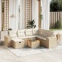 Garden sofa set with beige cushions, 8 pieces, PE rattan. by , Garden sets - Ref: Foro24-3265188, Price: 623,98 €, Discount: %