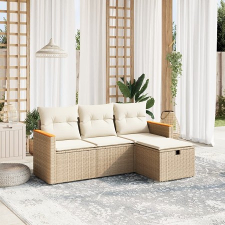 Set Gartensofas mit Kissen 4 Stück synthetisches Rattan beige von , Gartensets - Ref: Foro24-3265272, Preis: 322,14 €, Rabatt: %