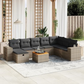 Garden furniture set 9 pieces and gray synthetic rattan cushions by , Garden sets - Ref: Foro24-3265211, Price: 590,99 €, Dis...