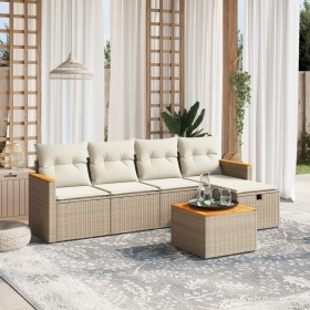 Garden sofa set with 6-piece synthetic rattan beige cushions by , Garden sets - Ref: Foro24-3265293, Price: 444,02 €, Discoun...