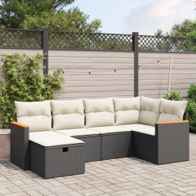 Set aus 6-teiligen Gartensofas und Kissen Kunstrattan schwarz von , Gartensets - Ref: Foro24-3265298, Preis: 373,58 €, Rabatt: %