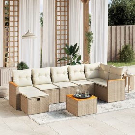 Garden sofa set with beige cushions, 8 pieces, PE rattan. by , Garden sets - Ref: Foro24-3265321, Price: 597,64 €, Discount: %