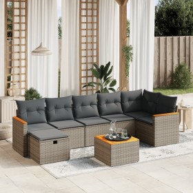 Garden sofa set 8 pieces and gray synthetic rattan cushions by , Garden sets - Ref: Foro24-3265323, Price: 495,99 €, Discount: %