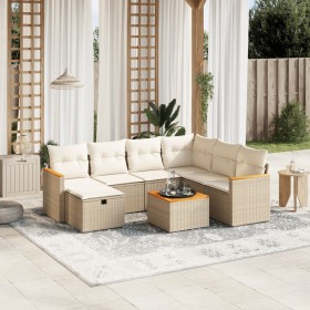 Garden sofa set with beige cushions, 8 pieces, PE rattan. by , Garden sets - Ref: Foro24-3265335, Price: 597,64 €, Discount: %