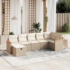 Set aus 7-teiligen Gartensofas und Kissen, synthetisches Rattan, beige von , Gartensets - Ref: Foro24-3265314, Preis: 543,69 ...