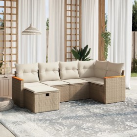 Garden sofa set with 6-piece synthetic rattan beige cushions by , Garden sets - Ref: Foro24-3265300, Price: 520,38 €, Discoun...