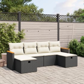 Set aus 6-teiligen Gartensofas und Kissen Kunstrattan schwarz von , Gartensets - Ref: Foro24-3265340, Preis: 351,83 €, Rabatt: %