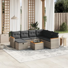 Garden sofa set 8 pieces and gray synthetic rattan cushions by , Garden sets - Ref: Foro24-3265337, Price: 501,52 €, Discount: %