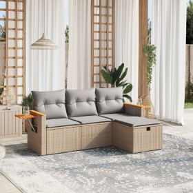 Garden sofa set with beige mixed cushions 4 pieces PE rattan by , Garden sets - Ref: Foro24-3265490, Price: 288,50 €, Discoun...