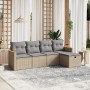 Garden sofa set with beige mixed cushions, 5 pieces, PE rattan. by , Garden sets - Ref: Foro24-3265287, Price: 320,03 €, Disc...