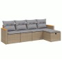 Garden sofa set with beige mixed cushions, 5 pieces, PE rattan. by , Garden sets - Ref: Foro24-3265287, Price: 320,03 €, Disc...