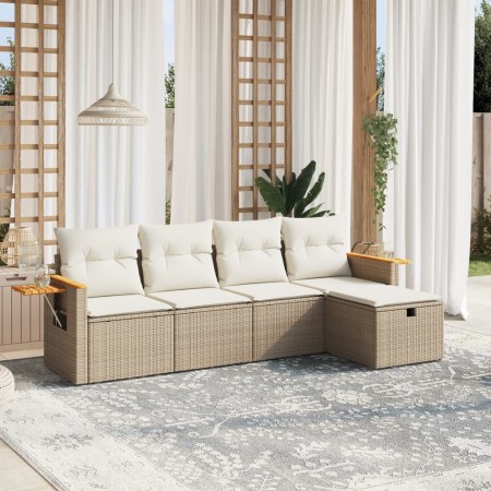 Set Gartensofas mit Kissen 5 Stück synthetisches Rattan beige von , Gartensets - Ref: Foro24-3265503, Preis: 454,39 €, Rabatt: %