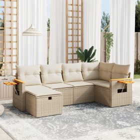 Garden sofa set with 6-piece synthetic rattan beige cushions by , Garden sets - Ref: Foro24-3265517, Price: 607,50 €, Discoun...