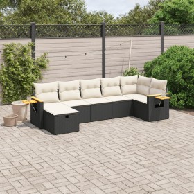 7-teiliges Garten-Esszimmerset und Kissen synthetisches Rattan schwarz von , Gartensets - Ref: Foro24-3265529, Preis: 468,84 ...