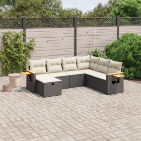 7-teiliges Garten-Esszimmerset und Kissen synthetisches Rattan schwarz von , Gartensets - Ref: Foro24-3265543, Preis: 483,99 ...