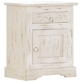 Mesita de noche de madera maciza de mango blanca 40x30x50 cm de vidaXL, Mesitas de noche - Ref: Foro24-247713, Precio: 119,99...