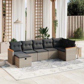 7-piece garden sofa set with gray PE rattan cushions by , Garden sets - Ref: Foro24-3265316, Price: 475,28 €, Discount: %