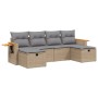 Garden sofa set with beige mixed cushions, 6 pieces, PE rattan. by , Garden sets - Ref: Foro24-3265560, Price: 398,33 €, Disc...