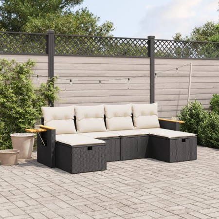 Set aus 6-teiligen Gartensofas und Kissen Kunstrattan schwarz von , Gartensets - Ref: Foro24-3265557, Preis: 380,99 €, Rabatt: %