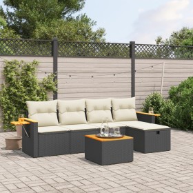 Set aus 6-teiligen Gartensofas und Kissen Kunstrattan schwarz von , Gartensets - Ref: Foro24-3265508, Preis: 372,12 €, Rabatt: %