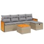 Garden sofa set with beige mixed cushions, 6 pieces, PE rattan. by , Garden sets - Ref: Foro24-3265728, Price: 399,07 €, Disc...