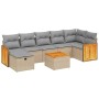 Garden sofa set with beige mixed cushions, 8 pieces, PE rattan. by , Garden sets - Ref: Foro24-3265756, Price: 550,28 €, Disc...