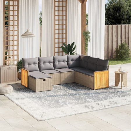 Garden sofa set with beige mixed cushions, 7 pieces, PE rattan. by , Garden sets - Ref: Foro24-3265763, Price: 502,67 €, Disc...