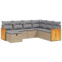 Garden sofa set with beige mixed cushions, 7 pieces, PE rattan. by , Garden sets - Ref: Foro24-3265763, Price: 502,67 €, Disc...