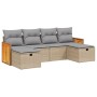 Garden sofa set with beige mixed cushions, 6 pieces, PE rattan. by , Garden sets - Ref: Foro24-3265777, Price: 387,32 €, Disc...