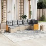 Garden sofa set with beige mixed cushions, 7 pieces, PE rattan. by , Garden sets - Ref: Foro24-3265749, Price: 502,67 €, Disc...