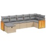 Garden sofa set with beige mixed cushions, 7 pieces, PE rattan. by , Garden sets - Ref: Foro24-3265749, Price: 502,67 €, Disc...