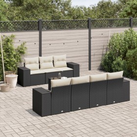 Set aus 8-teiligen Gartensofas und Kissen Kunstrattan schwarz von , Modulare Sofas für den Außenbereich - Ref: Foro24-3222325...