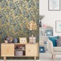 DUTCH WALLCOVERINGS Papel pintado hojas y pájaros azul y dorado de DUTCH WALLCOVERINGS, Papel pintado - Ref: Foro24-426240, P...