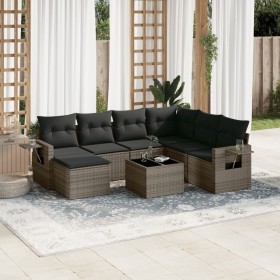 Garden sofa set 8 pieces and gray synthetic rattan cushions by , Garden sets - Ref: Foro24-3220509, Price: 540,27 €, Discount: %