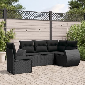 5-teiliges Gartenmöbel-Set und Kissen aus synthetischem Rattan schwarz von , Gartensets - Ref: Foro24-3221364, Preis: 351,42 ...