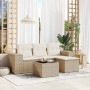 Set Gartensofas mit Kissen 5 Stück synthetisches Rattan beige von , Modulare Sofas für den Außenbereich - Ref: Foro24-3222477...